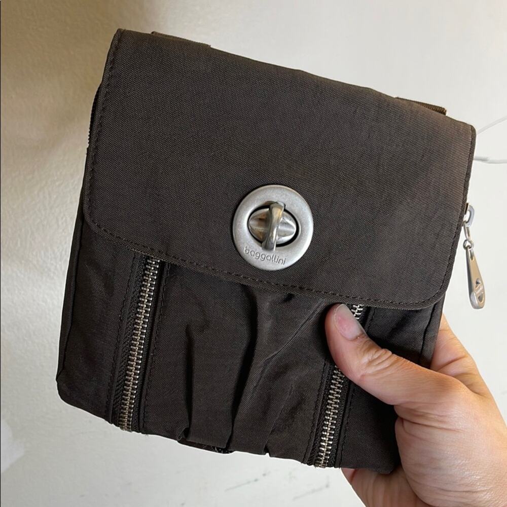 BAGGALINI Brown and Silver Adjustable Nylon Crossbody Bag